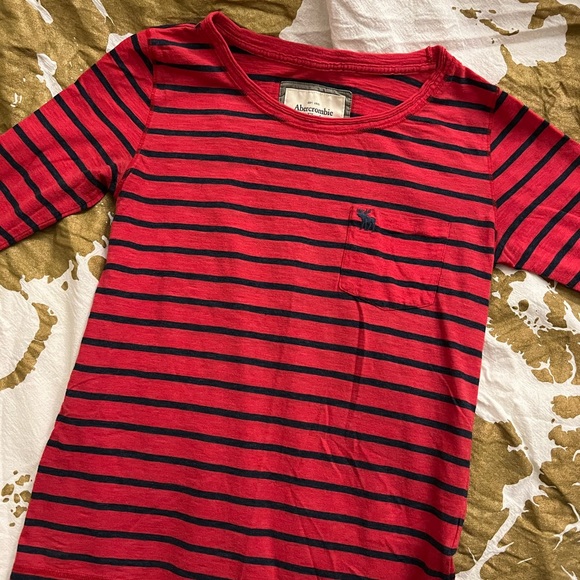 Abercrombie & Fitch Tops Af Quarter Sleeve Red Blue Stripe Shirt With Pocket Poshmark